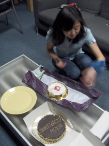 Birthday cake in the chillout space. 