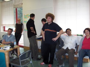 Creative coding class in lecture room. 