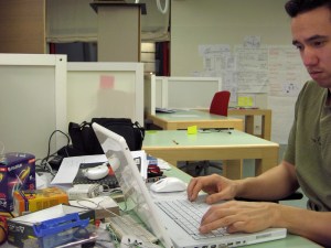 Studio space with dedicated desks. 