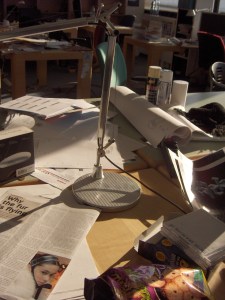 Morning view of desks.